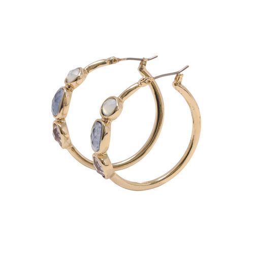 Argollas color dorado con piedras semipreciosas para mujer