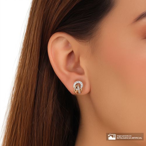Aretes Anne Klein de aro doble dorado y plateado con cristales para mujer