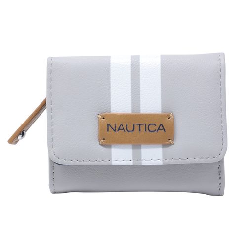 Billetera flap Nautica color gris para mujer