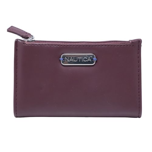 Billetera zip around Nautica color vino para mujer