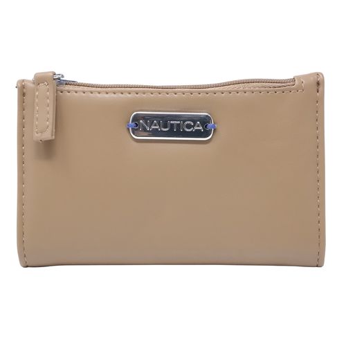 Billetera zip around Nautica color café para mujer
