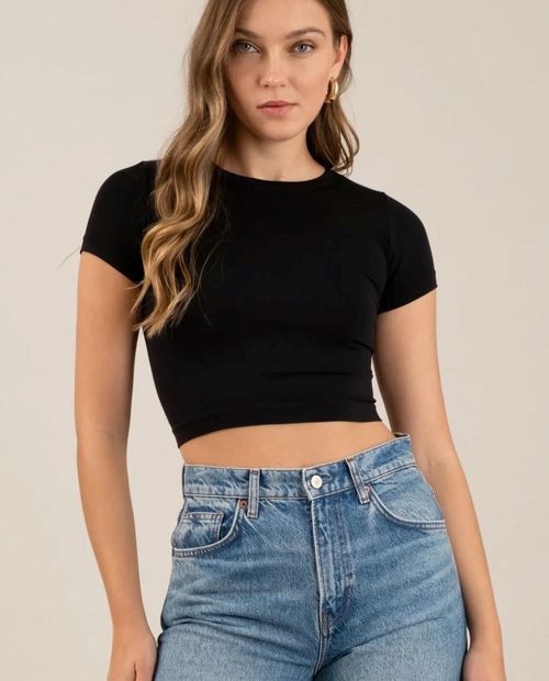 Blusa Mine crop top mangas cortas para mujer