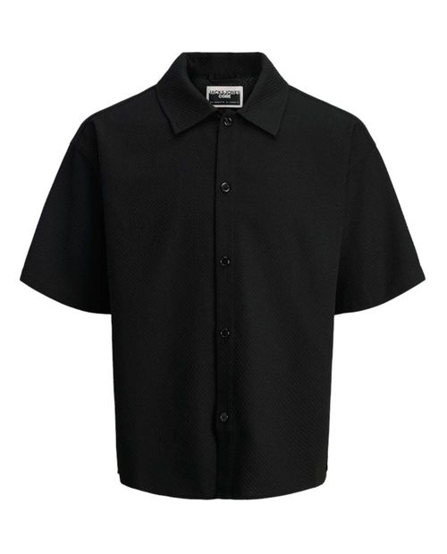 Camisa Jack & Jones wide fit negra texturizada para hombre