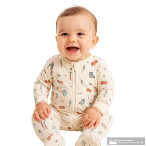 Pijama beige con estampado para bebé niño