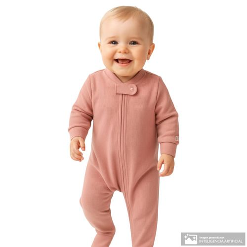 Pijama rosada acanalada para bebé niña