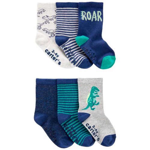 Set de 6 pares de calcetines multicolor con estampado de dinosaurio para niño