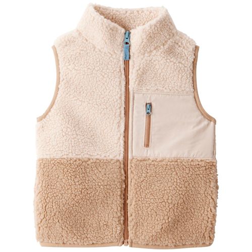 Chaleco beige color blocking con textura para niño