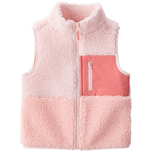 Chaleco rosado color blocking con textura para niña
