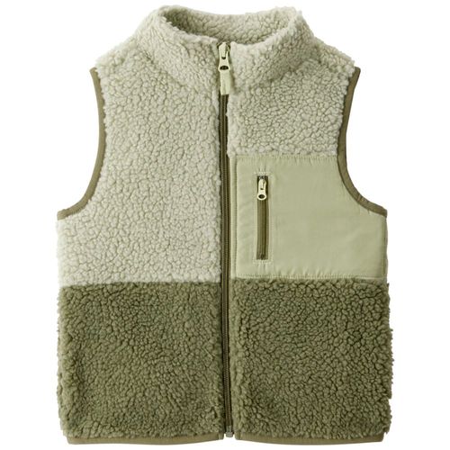 Chaleco verde color blocking con textura para niño