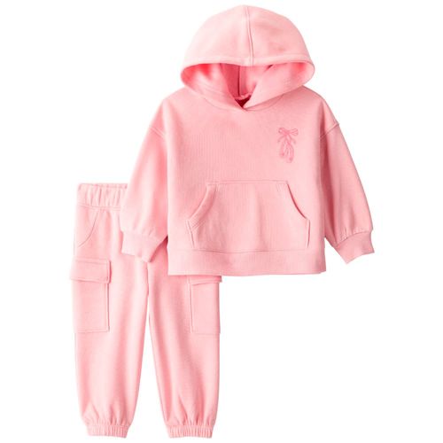 Conjunto de 2 piezas rosado con bordado de ballet para niña