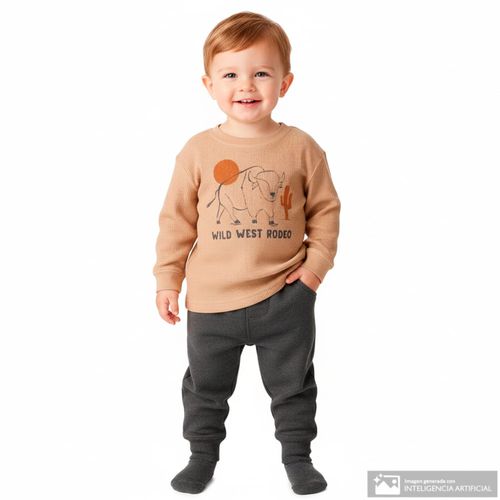 Conjunto de 2 piezas multicolor con estampado de rodeo para bebé niño