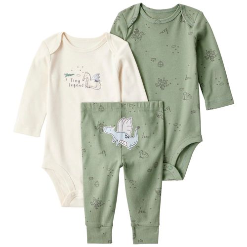 Conjunto de 3 piezas multicolor con estampado de dragones para bebé niño