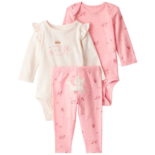 Conjunto de 3 piezas multicolor con estampado de unicornio para bebé niña