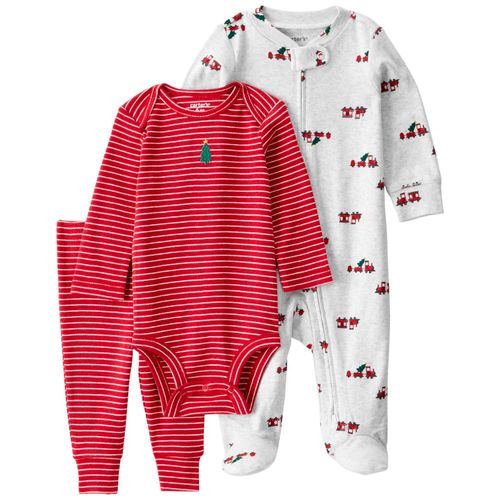 Conjunto de 3 piezas multicolor con estampado navideño para bebé niño