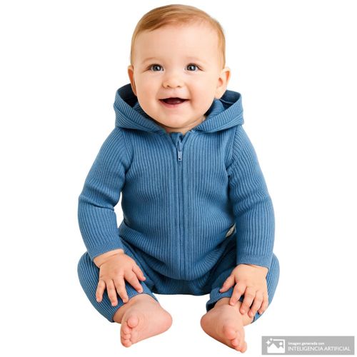Jumpsuit azul acanalado para bebé niño