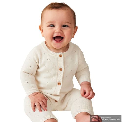 Jumpsuit ivory calado para bebé niña
