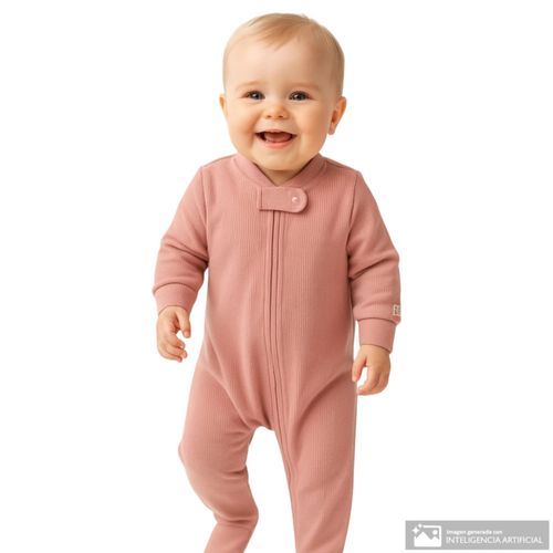 Pijama rosada acanalada para bebé niña