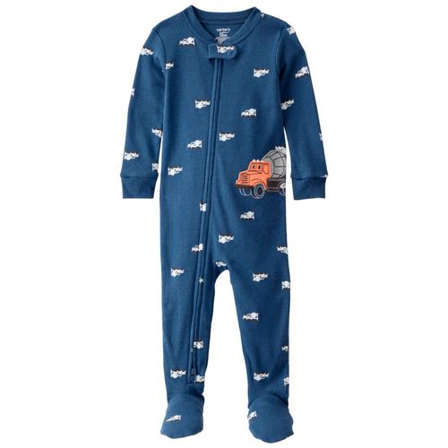 Pijama azul con estampado de camiones para niño