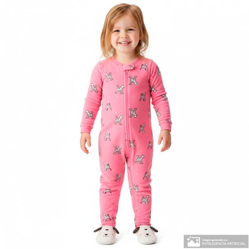 Pijama rosado con estampado de perritos para niña