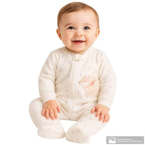 Pijama beige con estampado para bebé niña