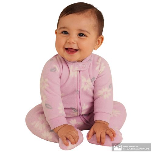 Pijama rosada con estampado floral para bebé niña