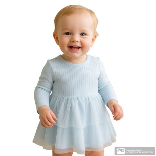 Vestido celeste sólido para bebé niña