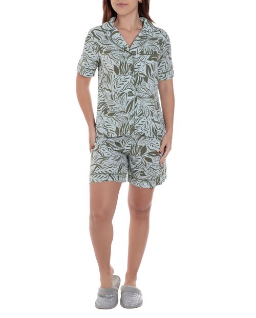 Pijama con short Sabrina estampada para mujer