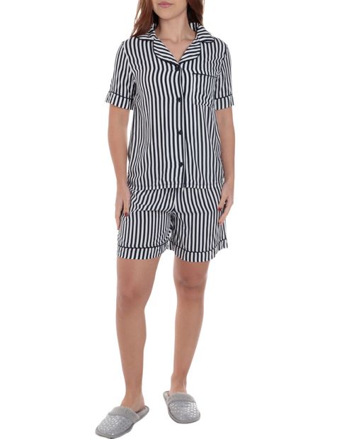 Pijama con short Sabrina rayada para mujer