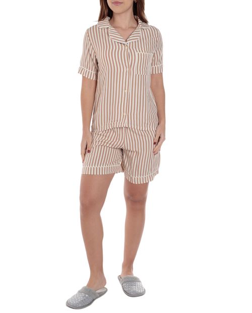 Pijama con short Sabrina rayada para mujer