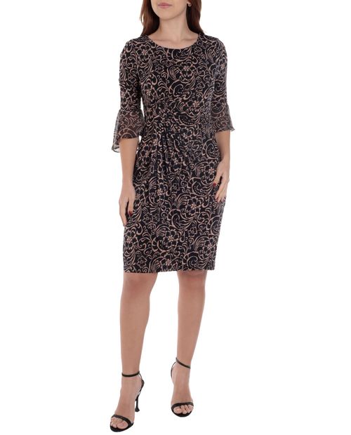 Vestido Connected Apparel formal estampado manga 3/4 para mujer