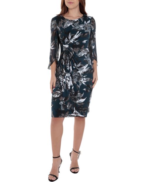 Vestido Connected Apparel formal estampado manga 3/4 para mujer