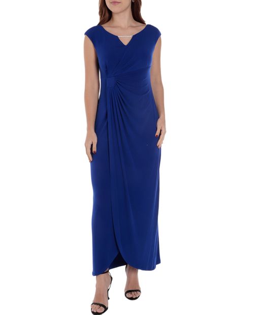 Vestido Connected Apparel maxi azul manga corta para mujer