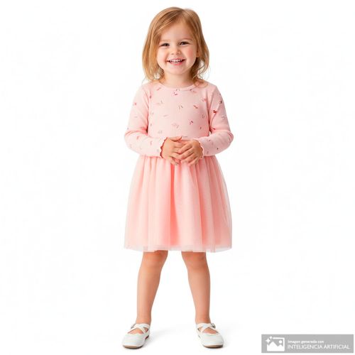 Vestido rosado con estampado de pintura para niña