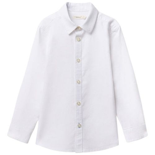 Camisa lino blanca sólida para niño