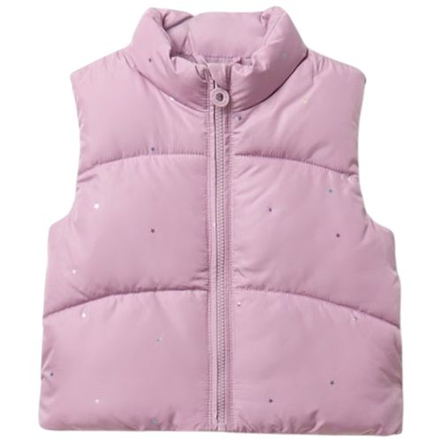 Chaleco acolchado morado con estampado de estrellas para niña