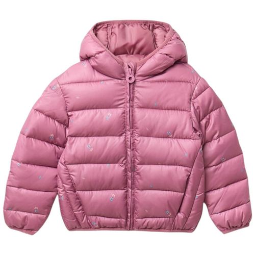 Chaqueta acolchada rosada con estampado floral para niña