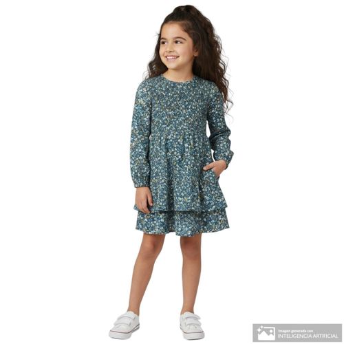 Vestido multicolor con estampado floral para niña