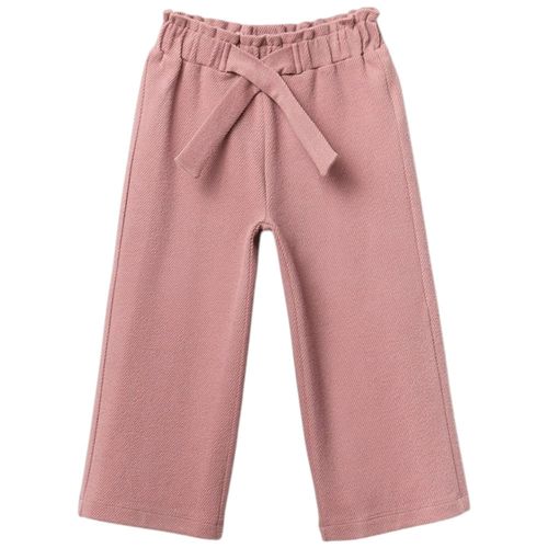 Pantalón paper bag rosado sólido para niña