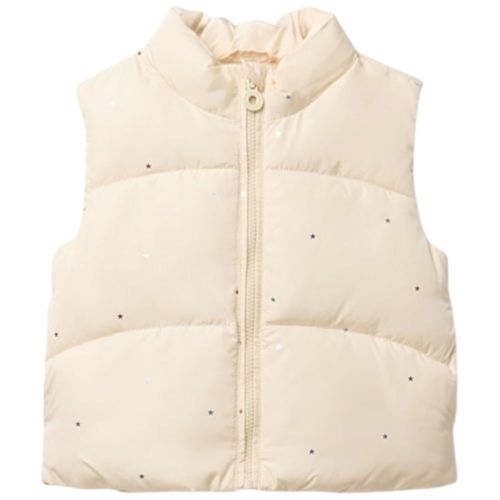 Chaleco acolchado beige con estampado de estrellas para niña