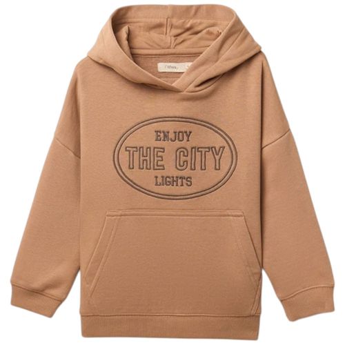 Suéter hooded café con estampado para niño