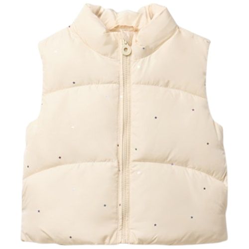 Chaleco acolchado beige con estampado de estrellas para niña