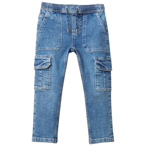 Jeans cargo azul denim lavado para niño