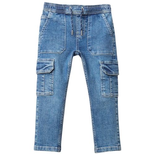 Jeans cargo azul denim lavado para niño