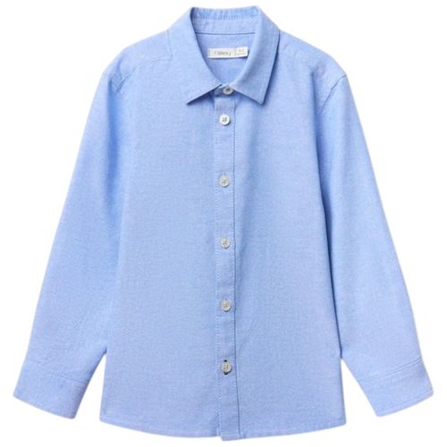 Camisa lino celeste sólida para niño