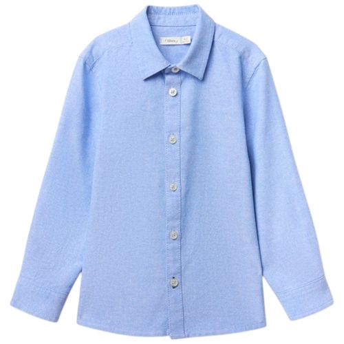 Camisa lino celeste sólida para niño