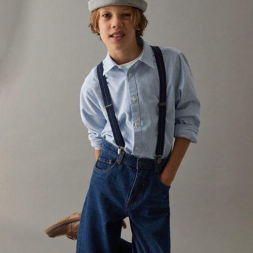 Camisa lino bicolor rayada para niño