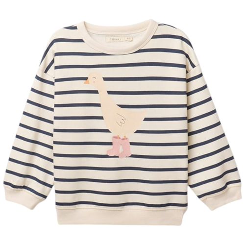 Suéter pull over rayado con estampado para niña