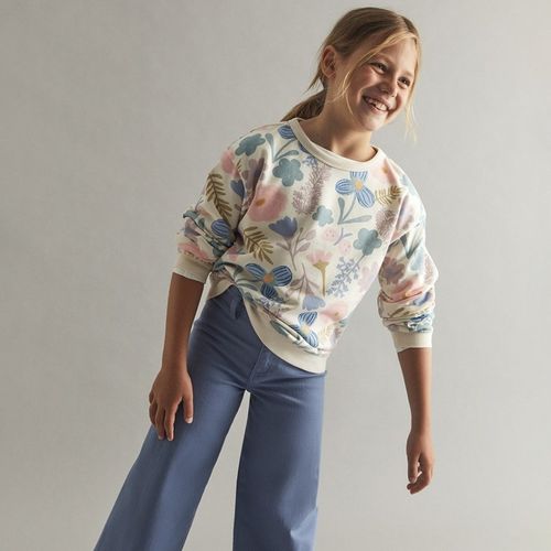 Suéter pull over multicolor con estampado floral para niña