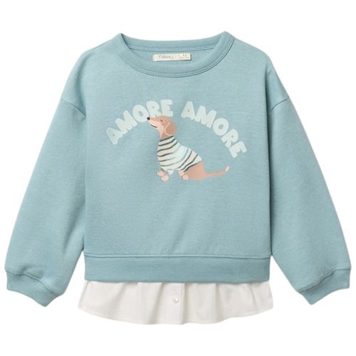 Suéter pull over celeste con estampado perrito para niña