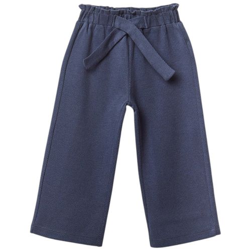 Pantalón paper bag azul sólido para niña